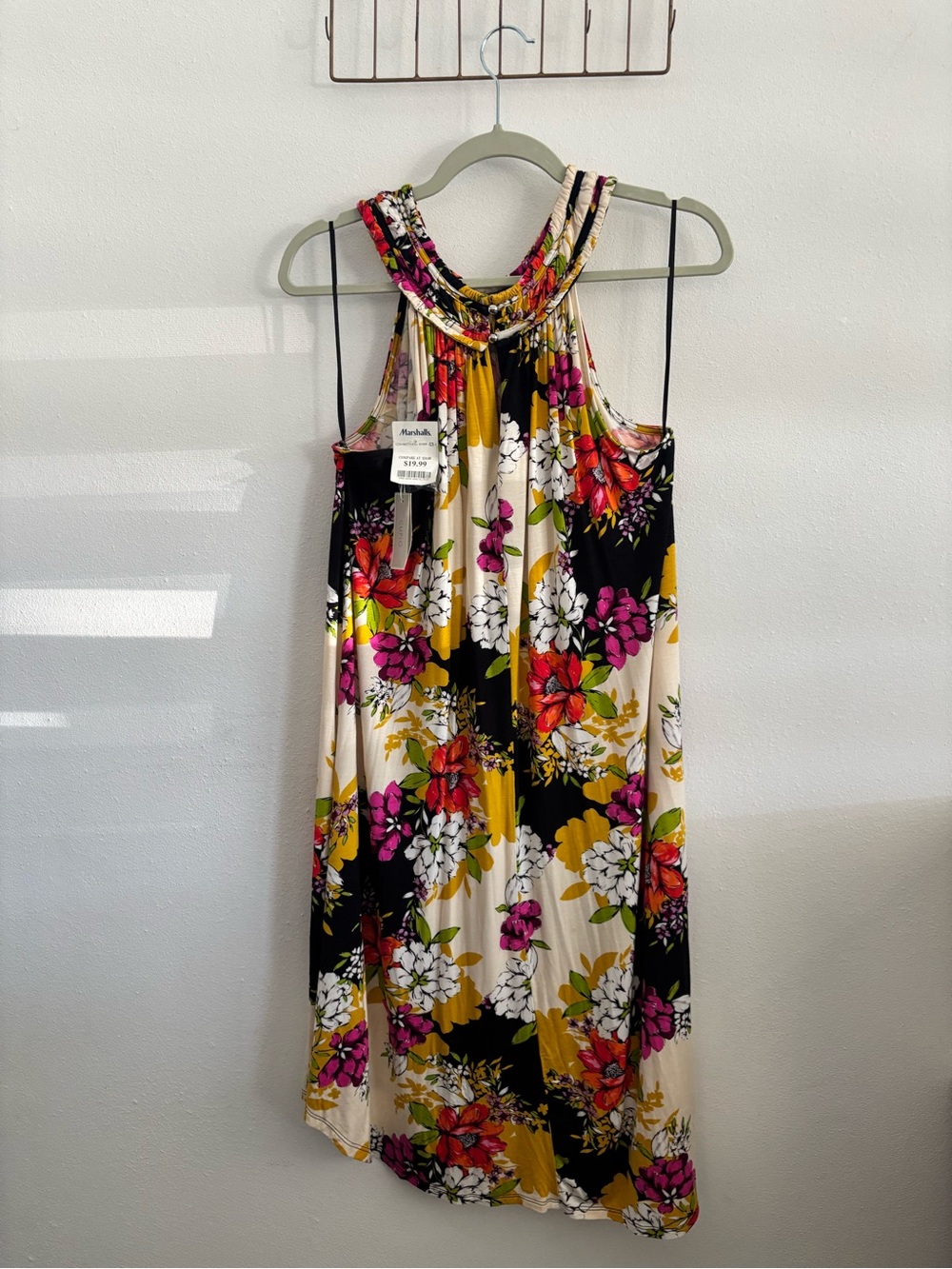 Cupio Floral Halter Midi Dress - Cream, Black, Pink, Yellow